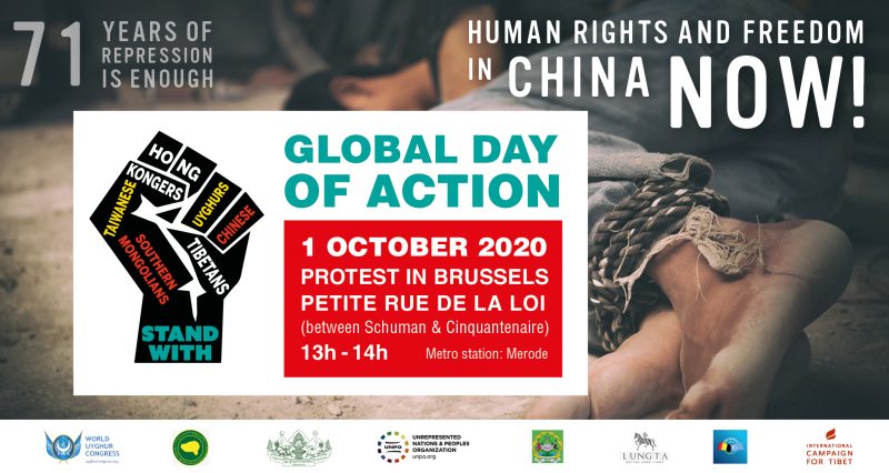 Enough is Enough, Human Rights and Freedom in China Now! – Joint Protest on 1 October in Brussels