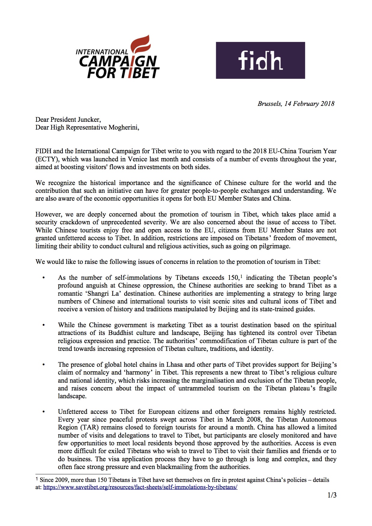 ICT and FIDH Joint letter Tourism Year - FINAL 2