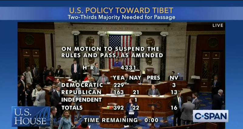 US House of Representatives passes Tibetan Policy and Support Act